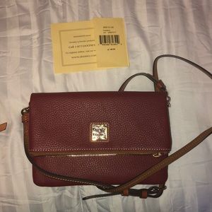 Cranberry Foldover zip leather crossbody bag